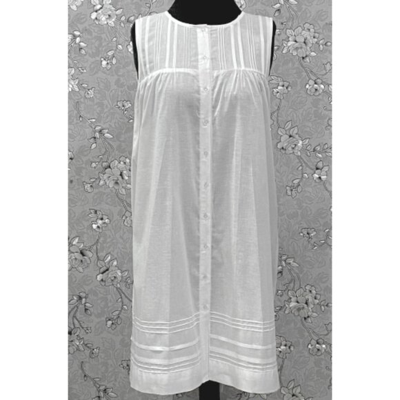 SoieRose 100% Cotton Victorian Nightgown – Sleeveless Button Front - SR-1205 - Picture 2 of 9